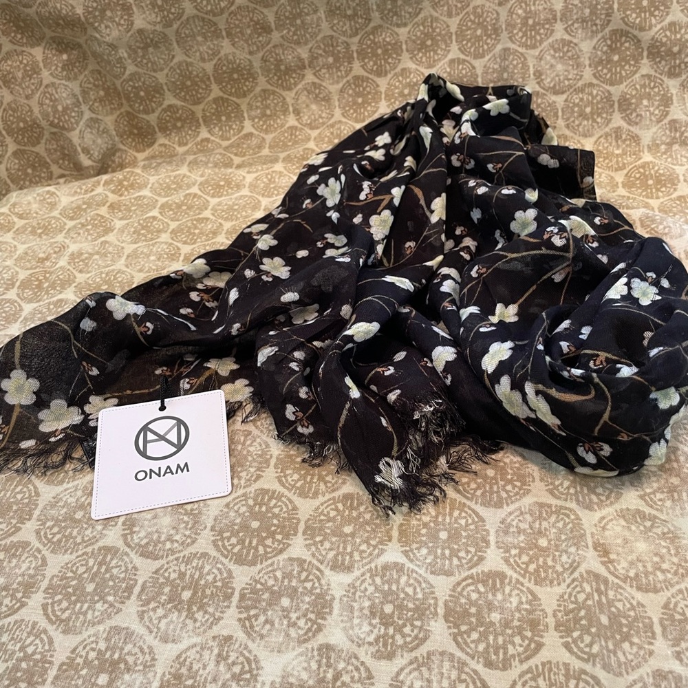 Black floral scarf